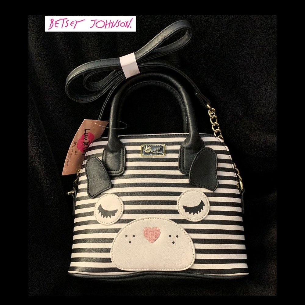 🐶Betsey Johnson🐶 New with Tags - Striped Puppy Face Handbag